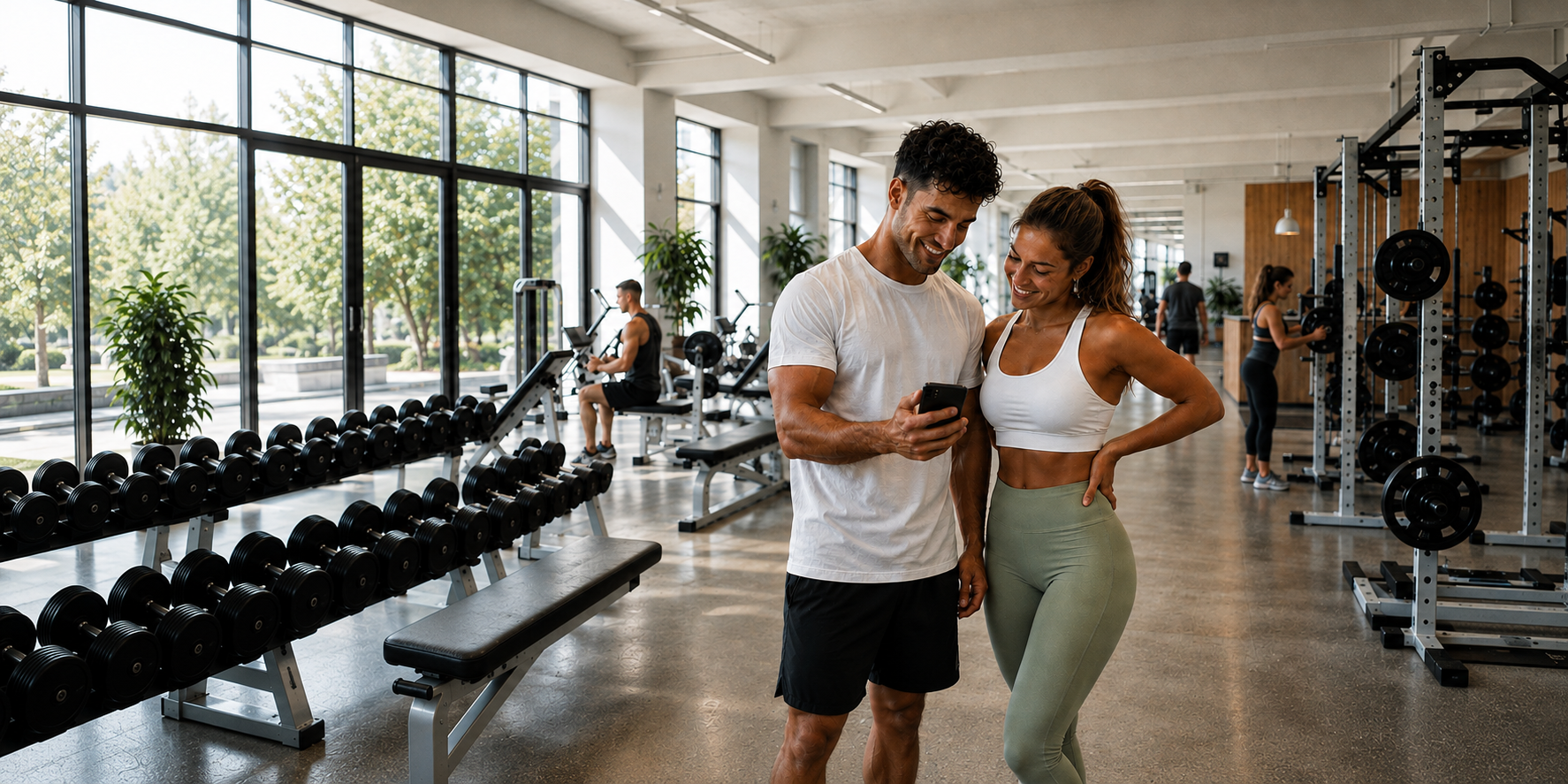Twee sporters in een moderne sportschool
